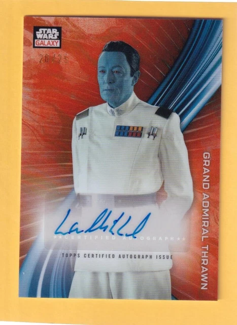 2025 Star Wars Galaxy Autogramme Orange Refractor Lars Mikkelsen als Thrawn 20/25
