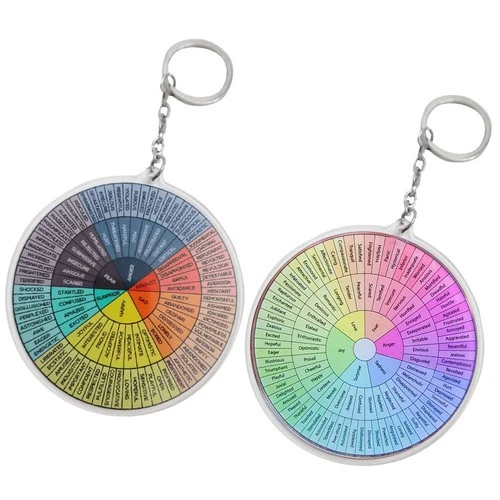  2Pcs Hanging Feeling Wheel Metal Keychain Emotion Wheel Keychain Emotions Wheel