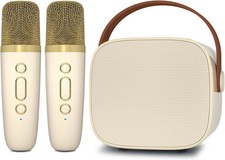 Mini Karaoke Machine with 2 Wireless Microphone, Bluetooth Speaker for Kids and