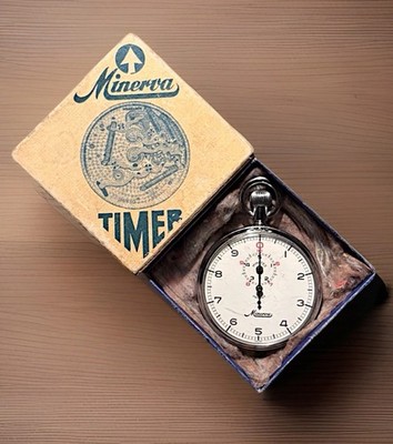 Vintage Minerva Swiss 1/10s Mechanical Stopwatch Referee Coach Track Timer + Box