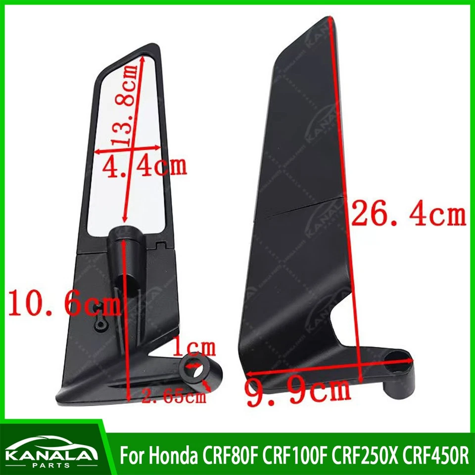 CNC Adjustable Rotating Rearview Mirror For Honda CRF80F CRF100F CRF250X CRF450R Foto 2 de 4
