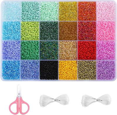 22800Pcs Glass Seed Beads for Bracelets Making Kit, Small Craft Beads 11/0 Waist