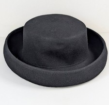 Scala Collection Black Rolled Brim Wool Hat Women's Classic Fashion Felt Chic