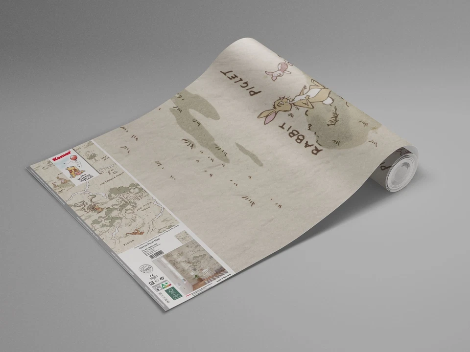 Papel pintado Disney dormitorio bebé mural de pared 78x110 pulgadas mapa Winnie Pooh beige Foto 4 de 4