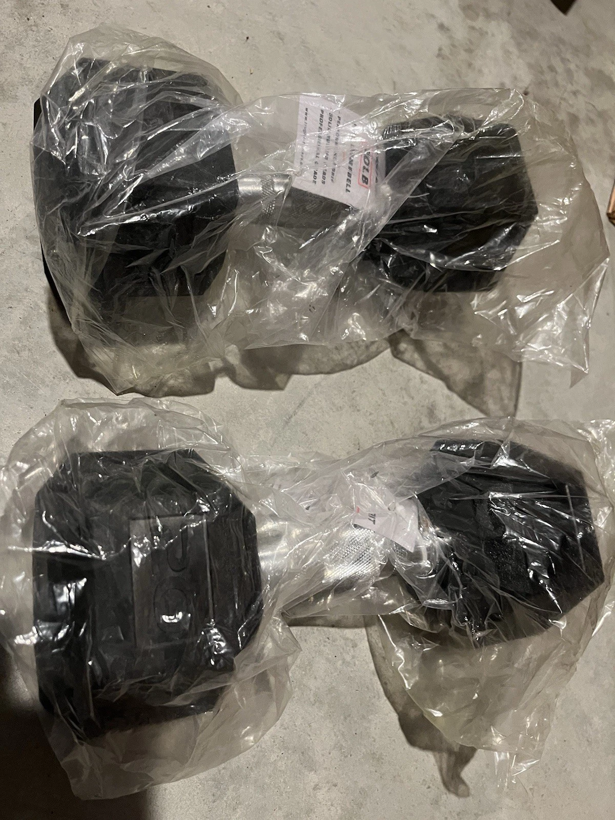 Pair Of Tru Grit Fitness 20Lb Black Rubber Hex Dumbbell Pair, New Never Used