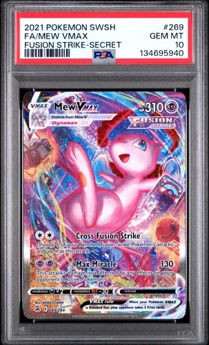 2021 POKEMON SWORD & SHIELD FUSION STRIKE SECRET #269 FULL ART/MEW VMAX PSA 10