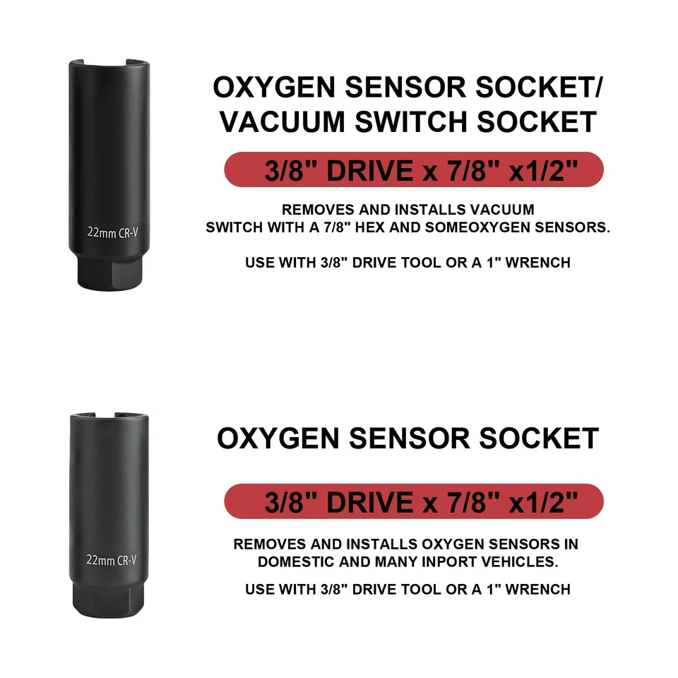 O2 Oxygen Sensor Socket Thread Chaser Set 7PCS O2 Sensor Wrench Removal Tool Kit - Image 4 of 4