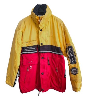 BOGNER Arctic Circle Vintage Jacke gr. 46 /US 36 Herren Geld Rot Kapuze Skijacke
