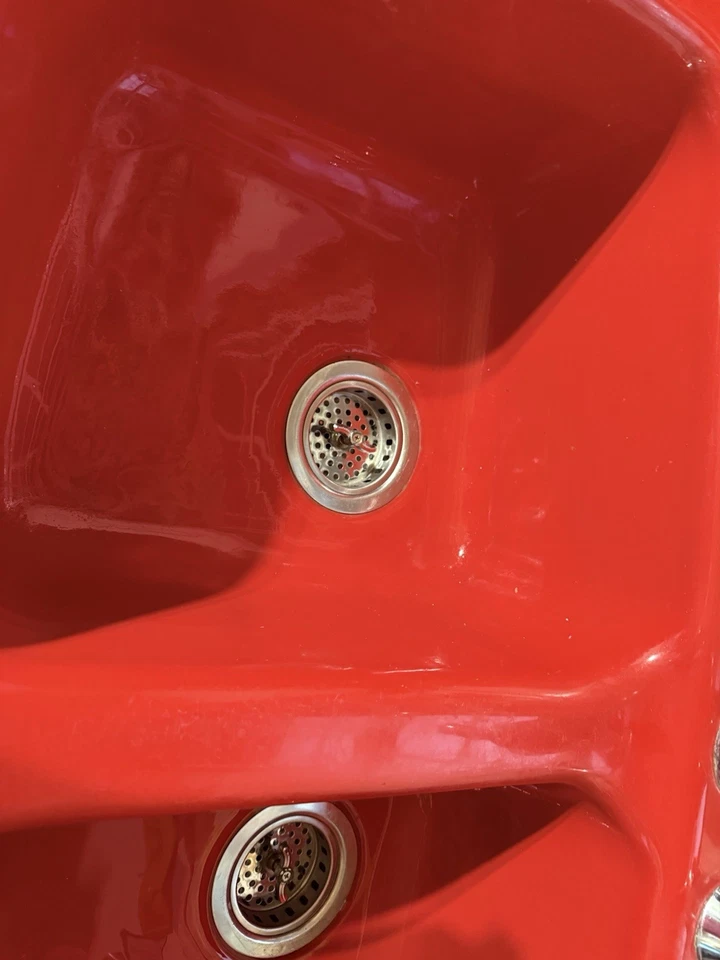 复古科勒红色铸铁珐琅水槽 — 第 3/4 张图片