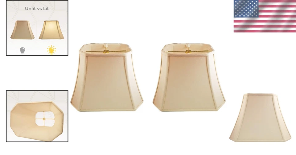 Eggshell 6.5x12x10 Rectangle Lamp Shades, 2-Pack - Image 2 of 4