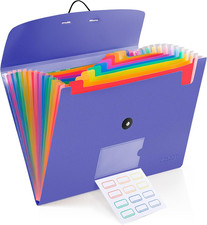 13 Pocket Expanding File Folder Accordian File Organizer, A4 Letter Size Paper