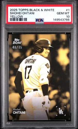 2025 Topps Black & White Shohei Ohtani 1 Yellow /75 PSA 10