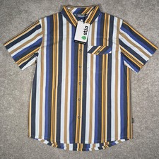 Stio Men's Medium Purple Black Golf Stripe Curtis Camp Rodeo Button Up Shirt