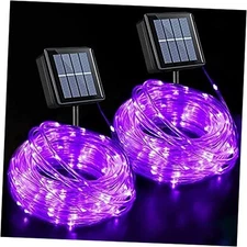  2 Pack Solar Rope Lights Outdoor Waterproof, Each 33ft 100 LED String Purple