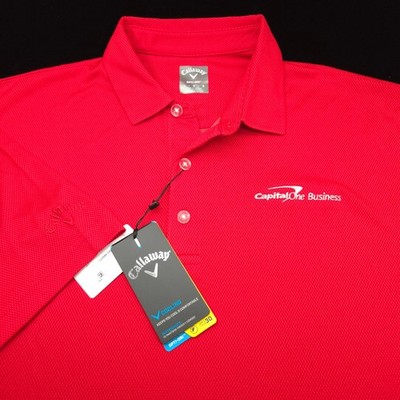 Callaway Polo Shirt Mens L Opti-Dri Red CapitalOne Business Embroidered Golf