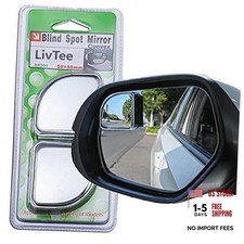 2PCS Blind Spot Mirror, HD Glass and ABS Housing Convex Wide Silver Stick Fan