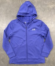 Under Armour Hoodie Full Zip Youth Size XL Girls Loose Fit Fleece Purple
