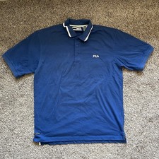 FILA Polo Shirt Men  s Medium Blue Short Sleeve Quick Dry