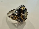 Handmade Turkish Sterling 925 Mystic Topaz Evil Eye Statement Ring Size 14.5