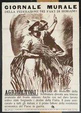 BERGAMO NEWSPAPER MURAL POSTER 100X70 FEDERATION GOVERNING PARTY 1942 PNF