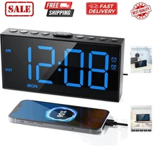 Digital Alarm Clock for Bedroom Heavy Sleepers,7.5''Large Display,2 Alarms,We...