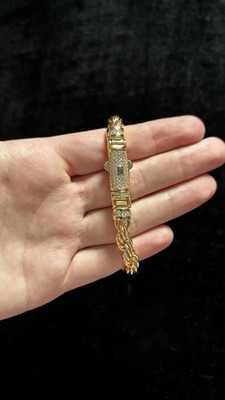 Chiar Gold Tone Rope Chain Bracelet, Signed, Chain Style, Box Clasp