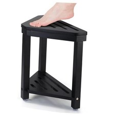 Shower Foot Rest 14in, Acacia Wood Shower Stool for Shaving Legs  Black
