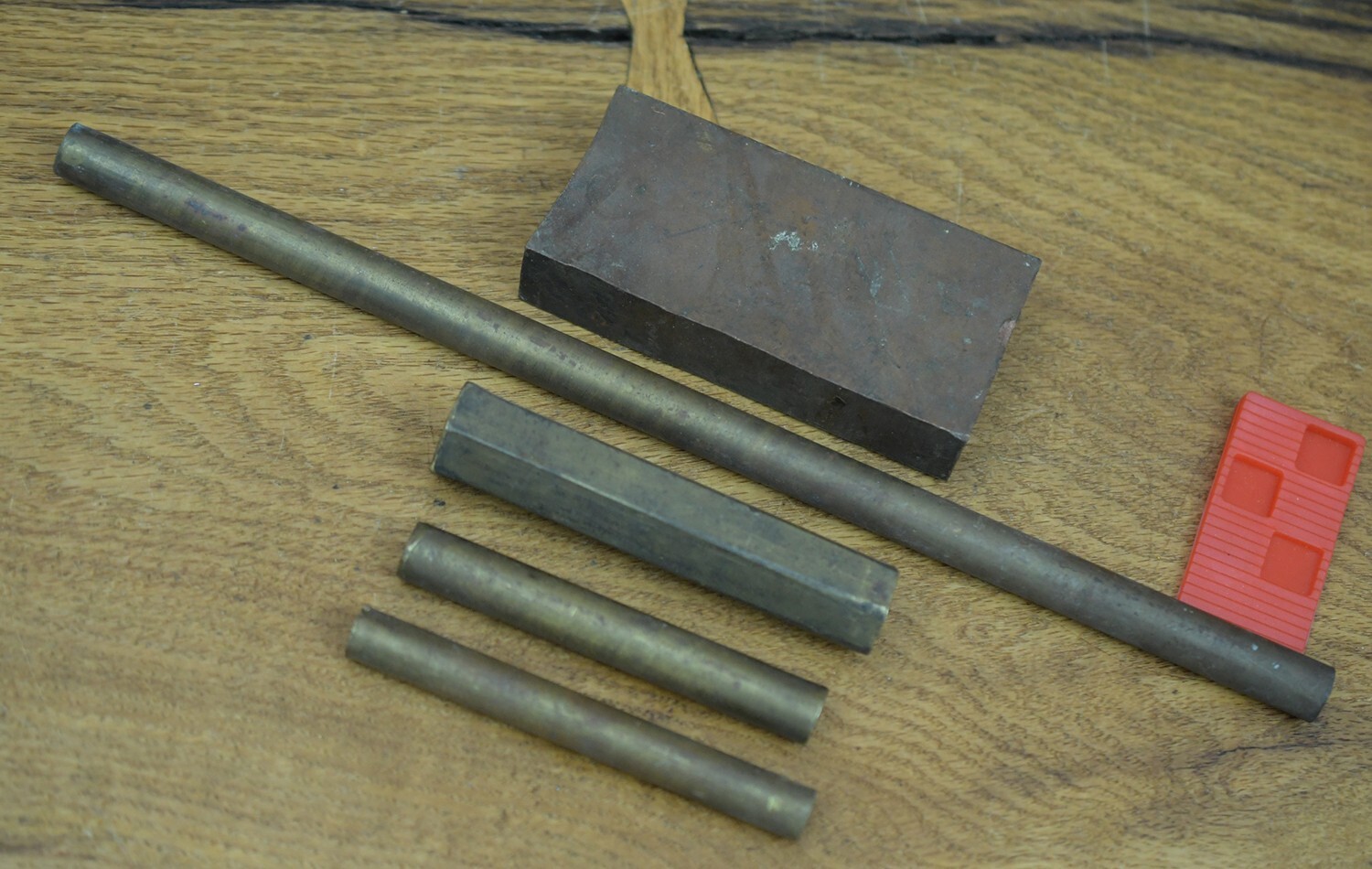 4X2X3/4" Brass Bench Block & 4 Brass Drift Punches Woodworking