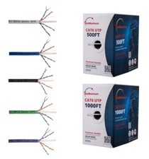 CAT6 500FT/1000FT Riser Ethernet Cable CMR 23AWG UTP Solid Bare Copper Wire LOT