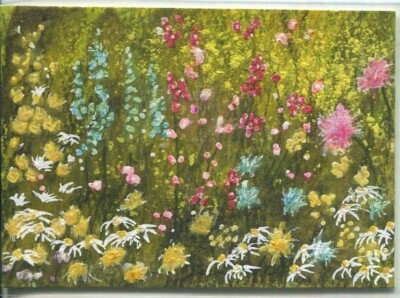 Aceo Summer Spring Garden Flowers Botanical Nature Meadow Landscape Art Painting