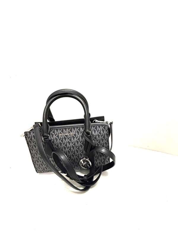 Michael Kors Sheila Small Crossbody  Satchel Bag  Handbag Purse MK Black/Silver