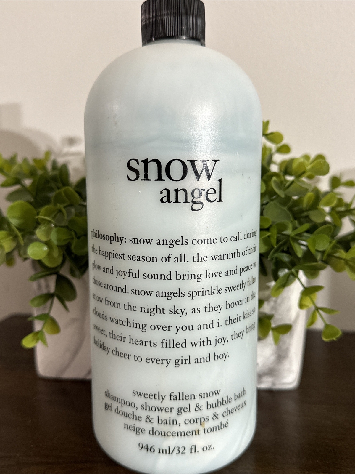 NEW Philosophy SNOW ANGEL 3in1 Shower Gel Shampoo Bubble Bath 32 oz