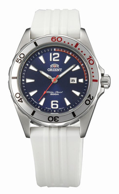 ORIENT Damenuhr Blau Taucher Analog Edelstahl Gummi Sport Uhr FSZ3V004D0
