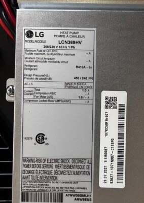 LCN369HV-LGE-SCRATCH/DENT   LG ELECTRONICS MINI SPLIT 36K INDOOR CEILING MOUNT