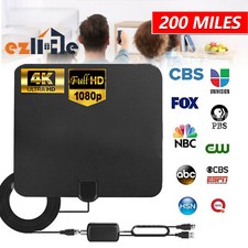 TV Antenna 4K Flat Indoor HD Digital Indoor Amplified Amplifier 200 Mile Aerial
