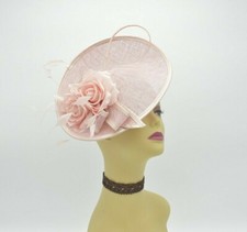M8184 Blush Kentucky Derby Church Wedding Easter Tea Party Sinamay Fascinator