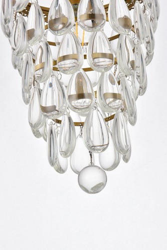 Crystal Pendant Brass Color Light Fixture Kitchen Island or Dining Room Lighting - Picture 8 of 9