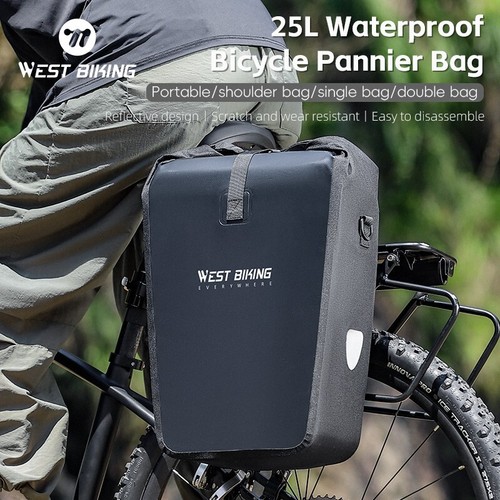WEST BIKING 25L Waterproof Bike Single Pannier Bag MTB Bicycle Trunk Bag 1pcs - Picture 8 of 18
