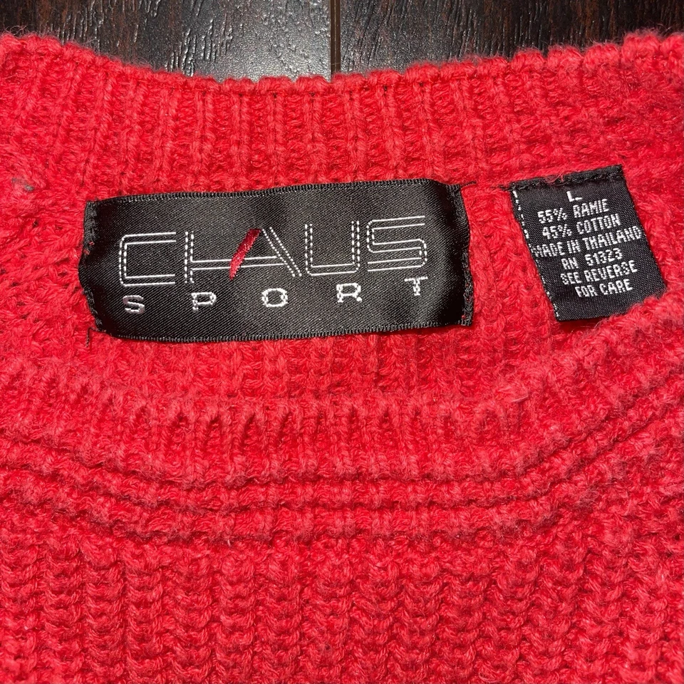 Vintage Chaus Sport Royal Red Long Sleeve Sweater - Size Large - Image 4 of 4