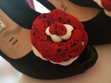 Leder Schuhclips, 2er Set, Lederrose.Handarbeit