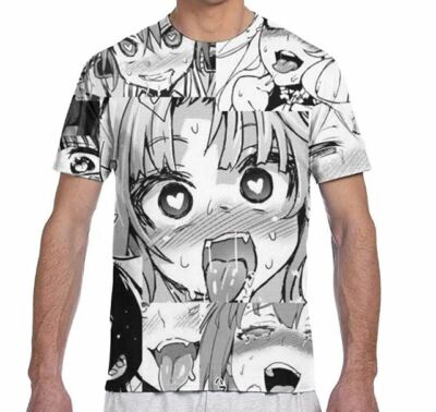 NEW Trikahan Unisex Short Sleeve Ahegao 3D Print Performance T-Shirt 2XL