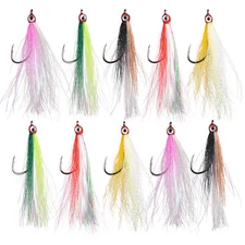 3D Eye Minnow Fly Fishing Flies Lures Bucktail Teaser Fishing Hooks Bass