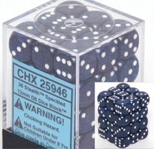 Chessex Dice d6 Sets Stealth Speckled 36 12mm Six Sided Die CHX 25946