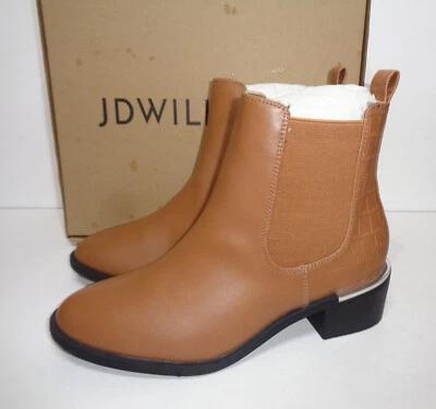 JD WILLIAMS Ladies WIDE FIT Tan Womens New Ankle Heel Boots Zip Up Shoes RRP £48 UK Size 5