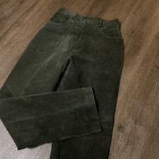 Vintage Cayenne Womens Green Suede Leather High Rise Pants Western Boho Size 10