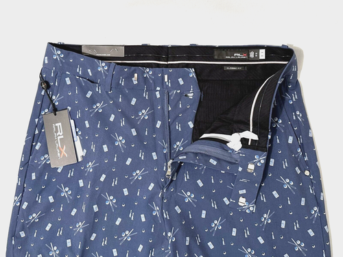 RLX Ralph Lauren klassische Passform flache Vorderseite Golfhose Hustler-Druck Gr. 33 x 32 neu mit Etikett - Bild 7 von 9