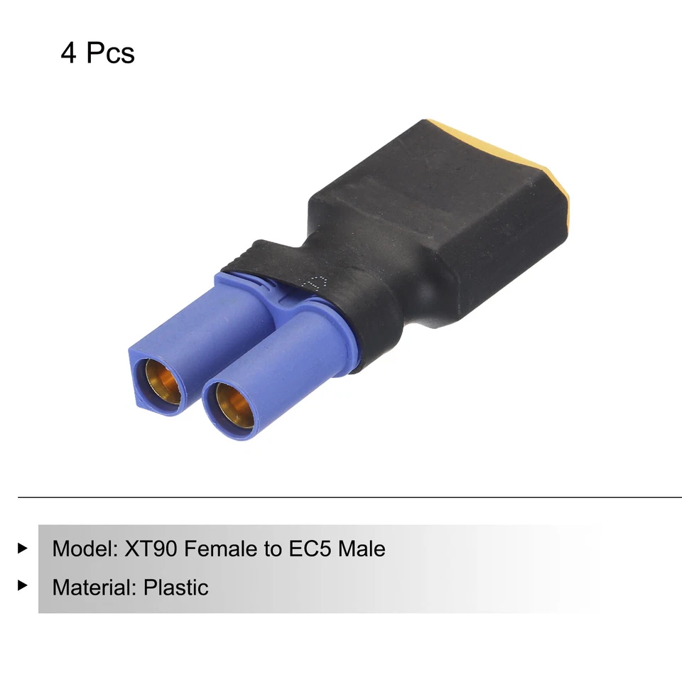 4pcs XT90 Male to EC5 Female Connector Adapter for RC/RC LiPo Battery Converter - Imagen 3 de 4