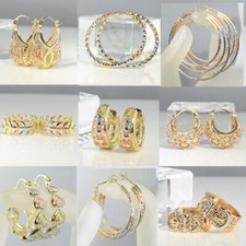 9K Yellow Gold Filled Ladies 17 - 30mm Hoops Earrings Xmas Birthday Gift E3649M