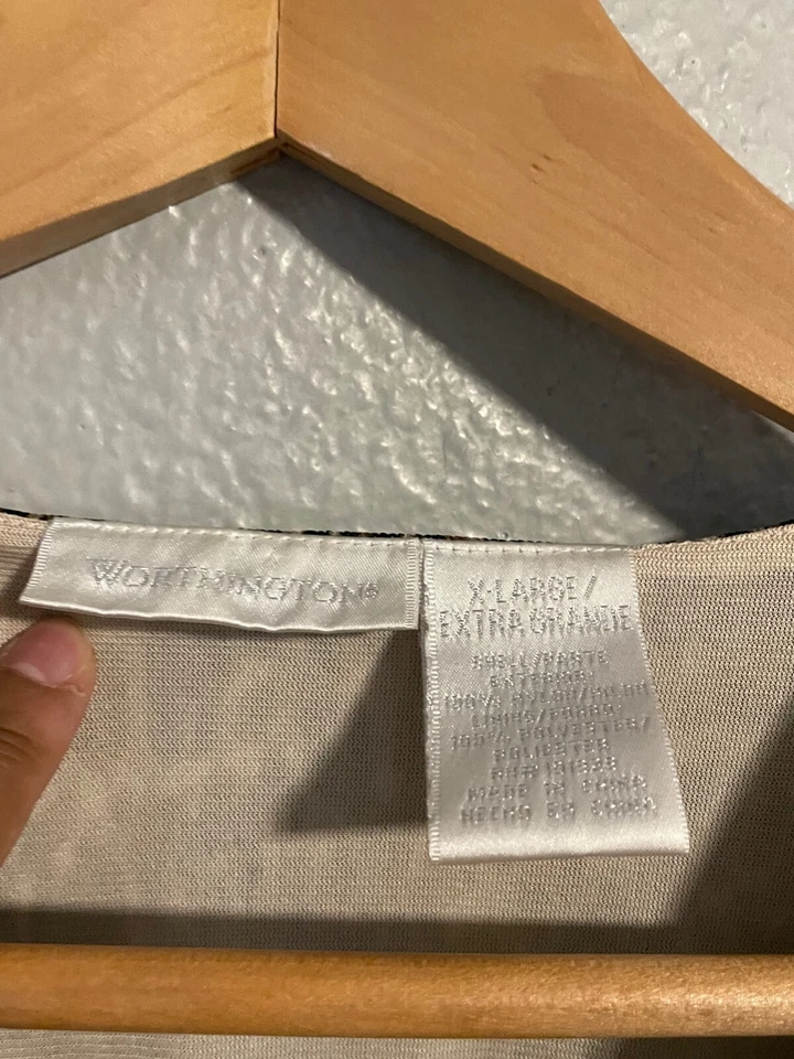 Worthington Womens Top Size XL Brown Animal Print Mesh Babydoll Mob Wife Y2K - Image 2 of 4