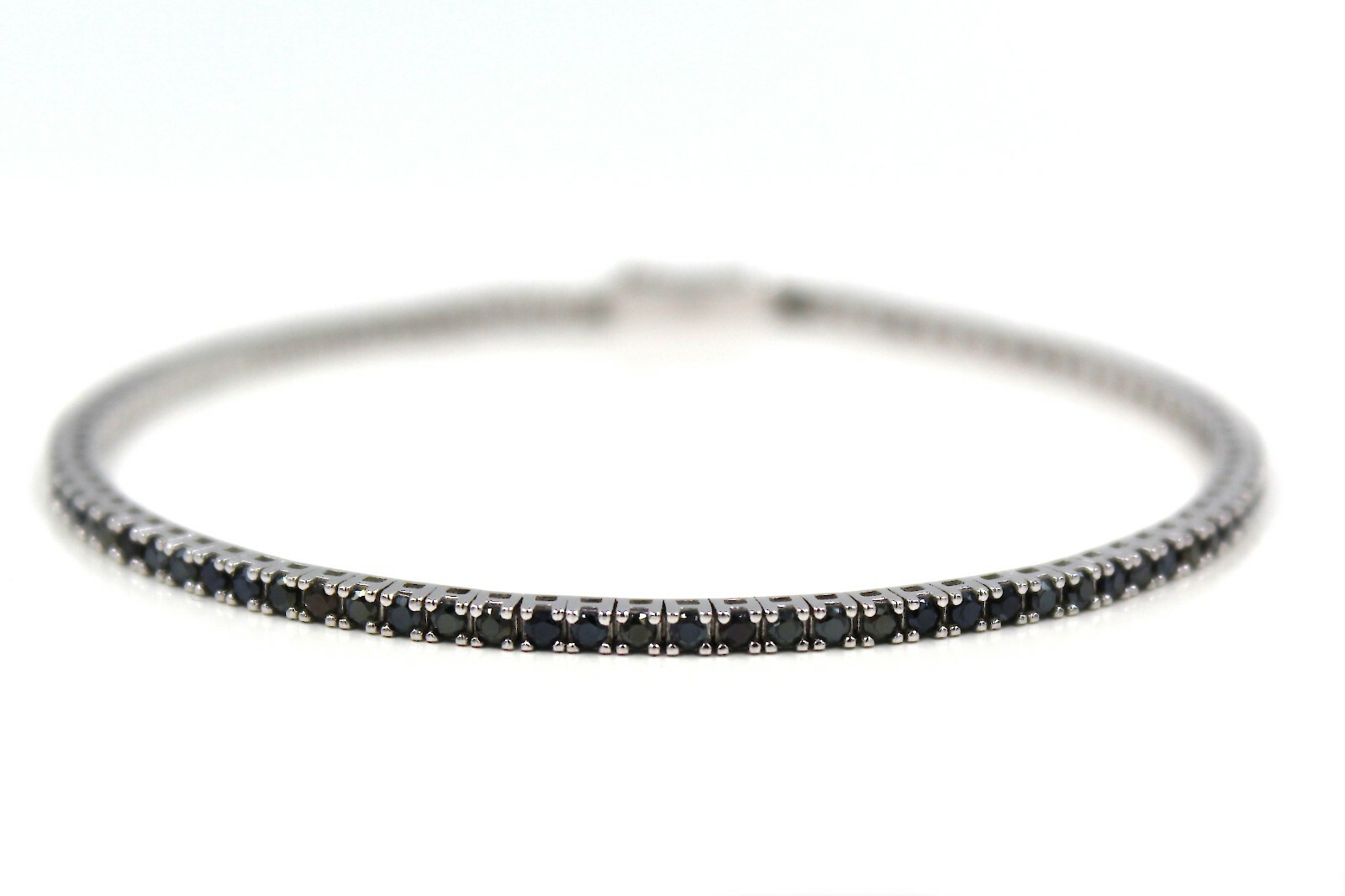 Black Zircon Tennis Bracelet for Men and Women with Silver Base Italy Closure